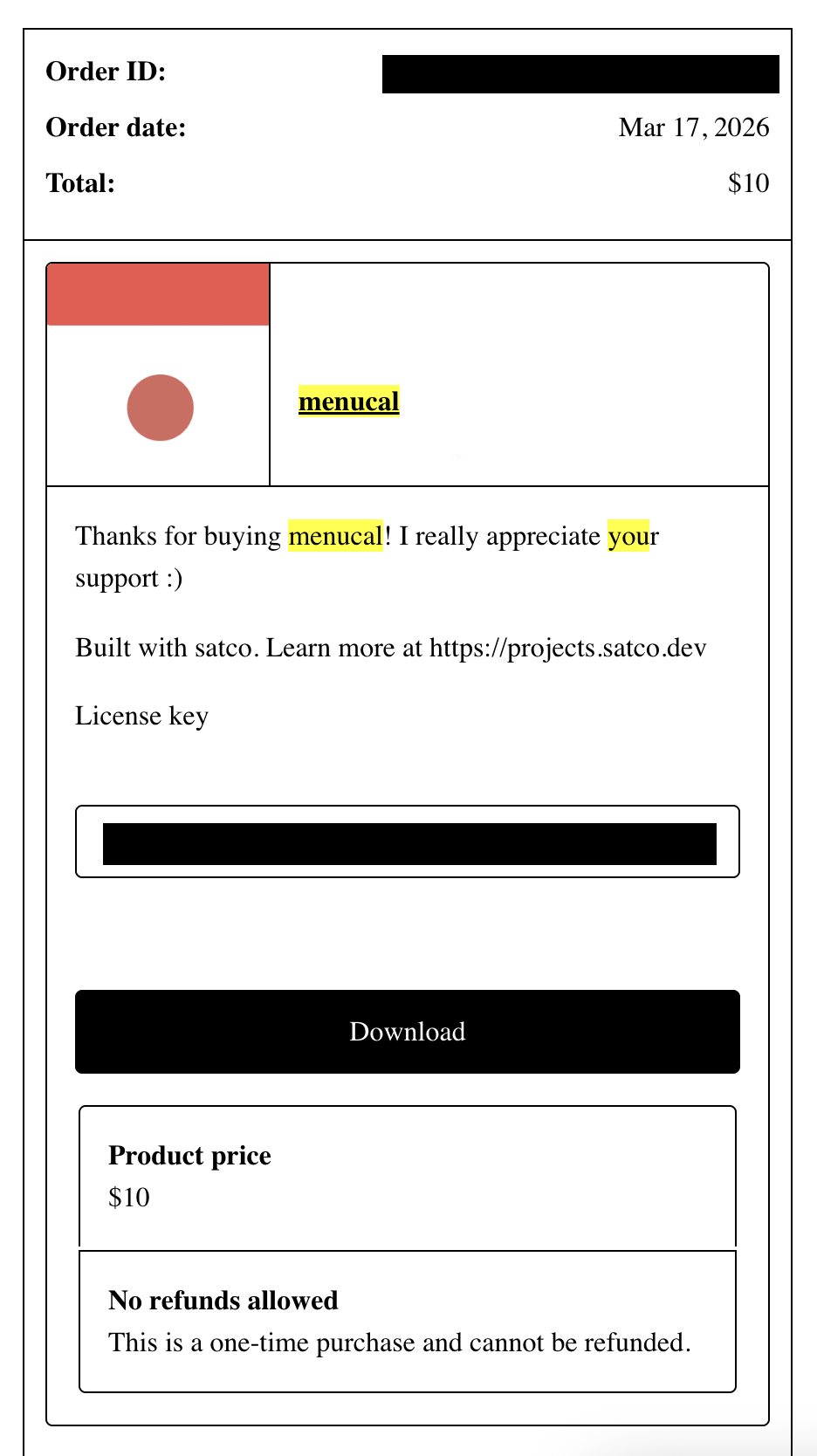 Gumroad receipt