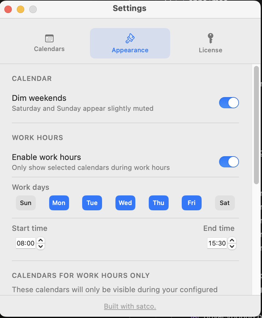 Settings Appearance
